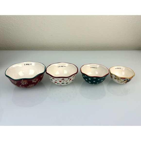 Pioneer Woman Nesting Measuring Cups Bowls, Floral Polka Dots Colorful Set of 4 - Picture 3 of 15